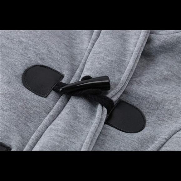 Womens Fashion Horn Button Fleece Thicken Coat with Hood Winter Warm Jacket - Picture 6 of 6